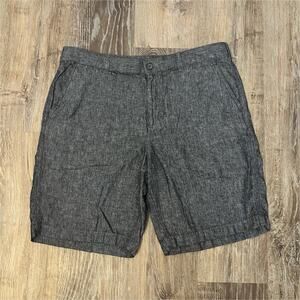 Marc Anthony Chino Shorts Gray Linen Cotton Flat Front Button Pockets Men
